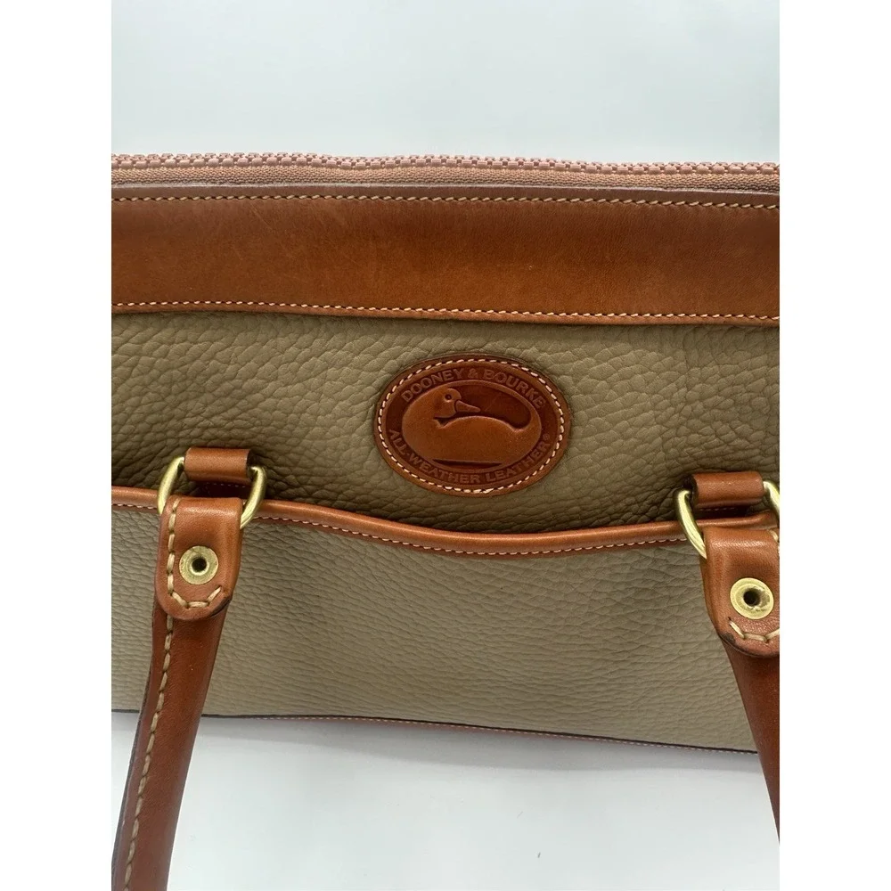 Dooney & Bourke Vintage Beige AWL Pebbled Leather Satchel Handbag